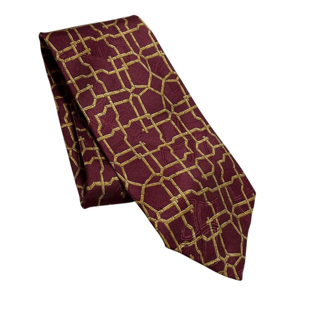 Polo Ralph Lauren Tie Made by Hand 100% Silk Geometric Design‎